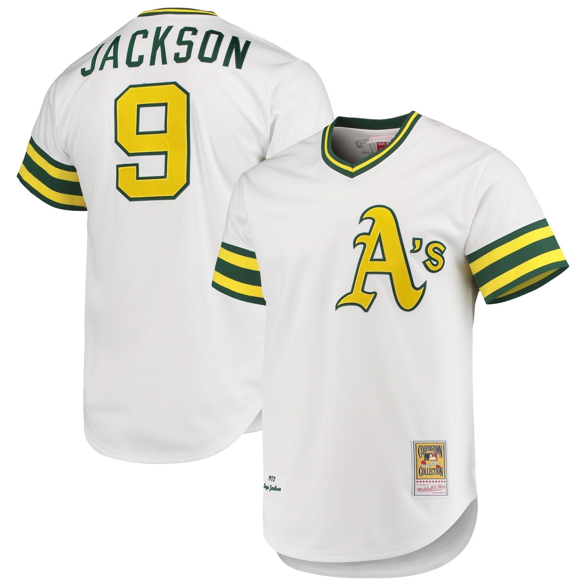 Reggie Jackson OA 1972 Cooperstown White Jersey - Stitched
