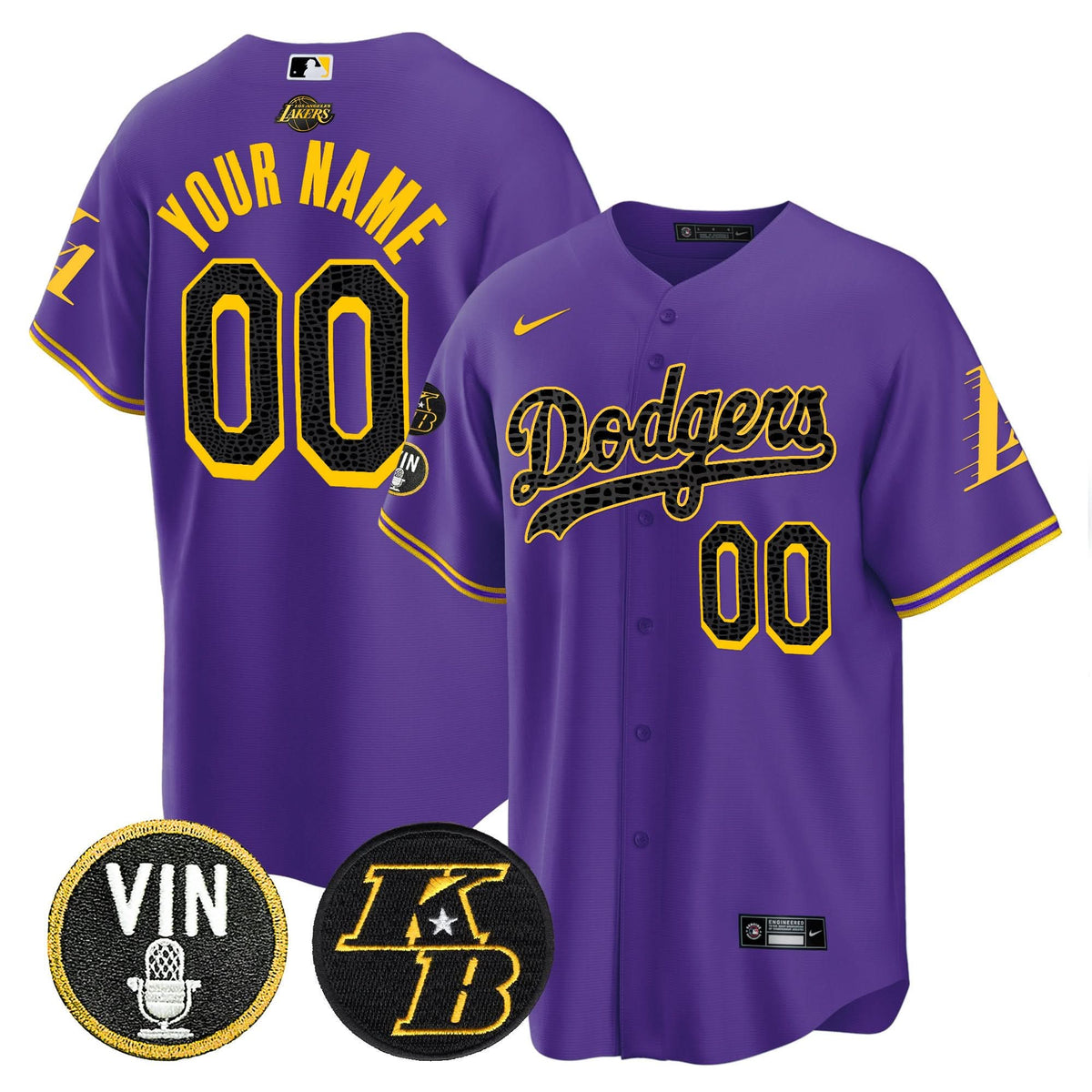 LAD Bryant & Vin Patch Cool Base Mamba Custom Jersey - Stitched