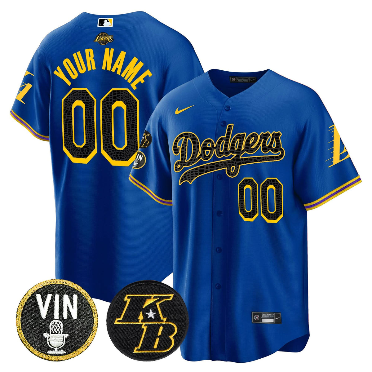 LAD Bryant & Vin Patch Cool Base Mamba Custom Jersey - Stitched