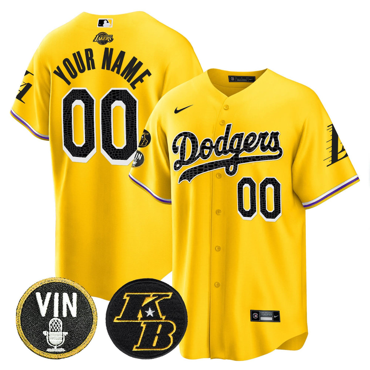 LAD Bryant & Vin Patch Cool Base Mamba Custom Jersey - Stitched