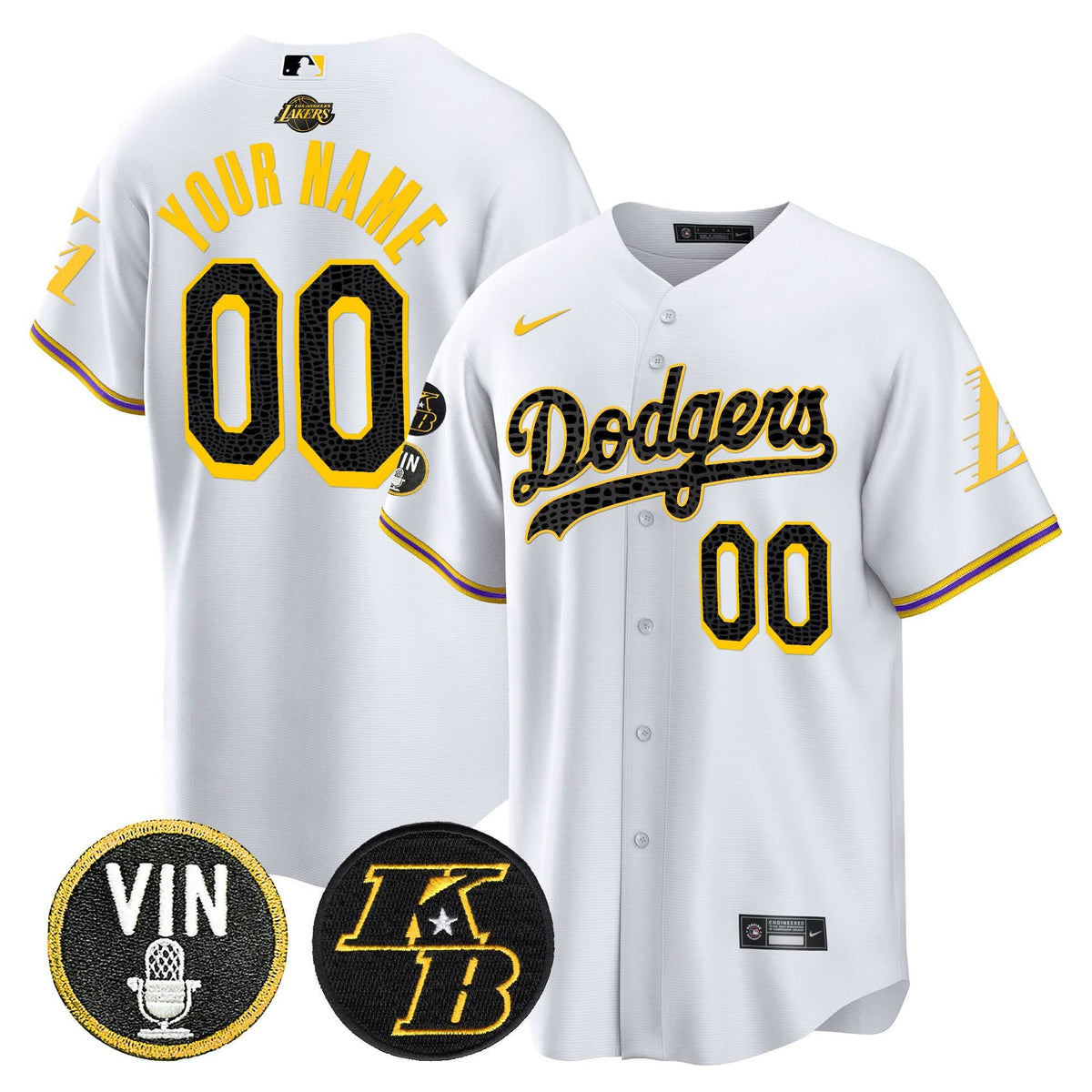 LAD Bryant & Vin Patch Cool Base Mamba Custom Jersey - Stitched