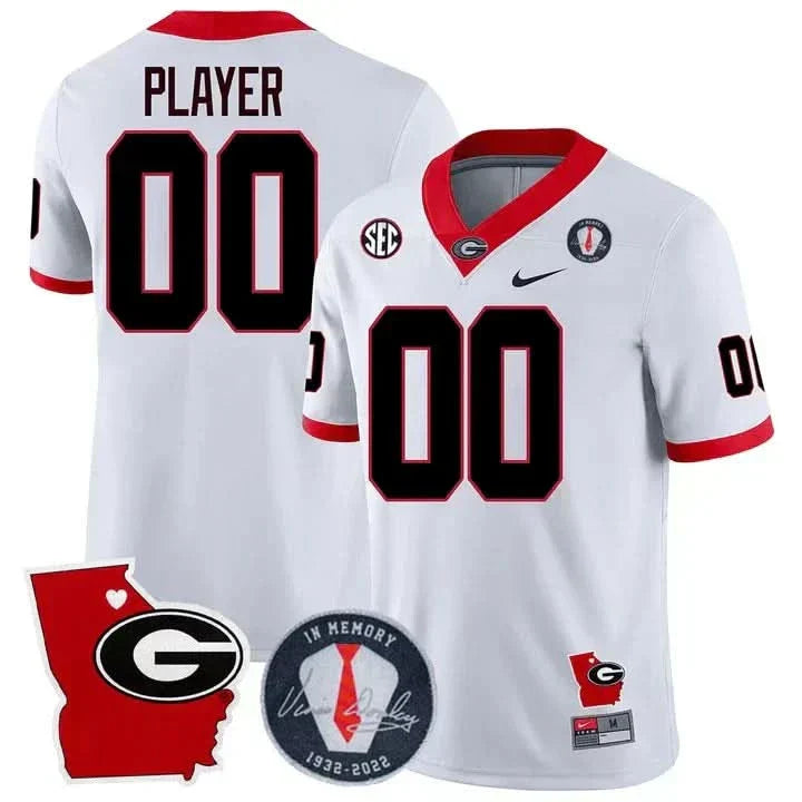GB 2024 Vince Dooley Patch & Georgia State Map Custom Jersey