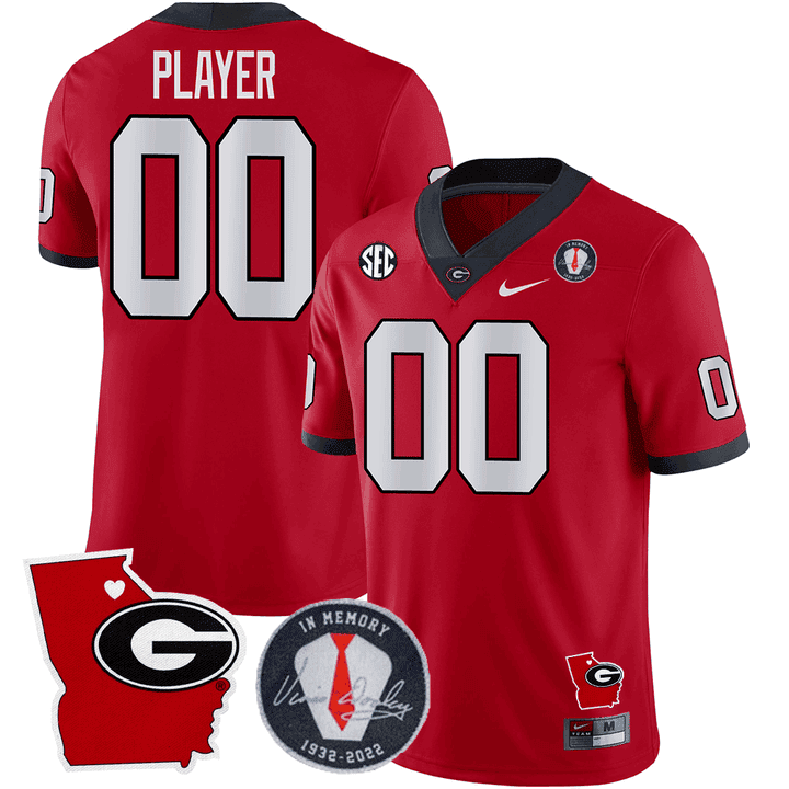 GB 2023 Vince Dooley Patch & Georgia State Map Custom Jersey