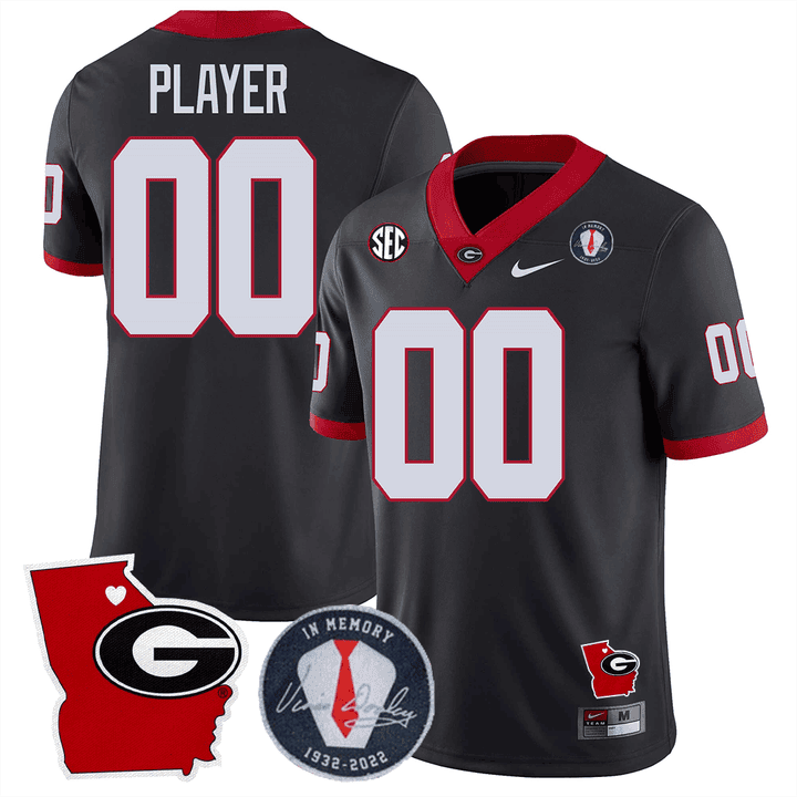 GB 2024 Vince Dooley Patch & Georgia State Map Custom Jersey