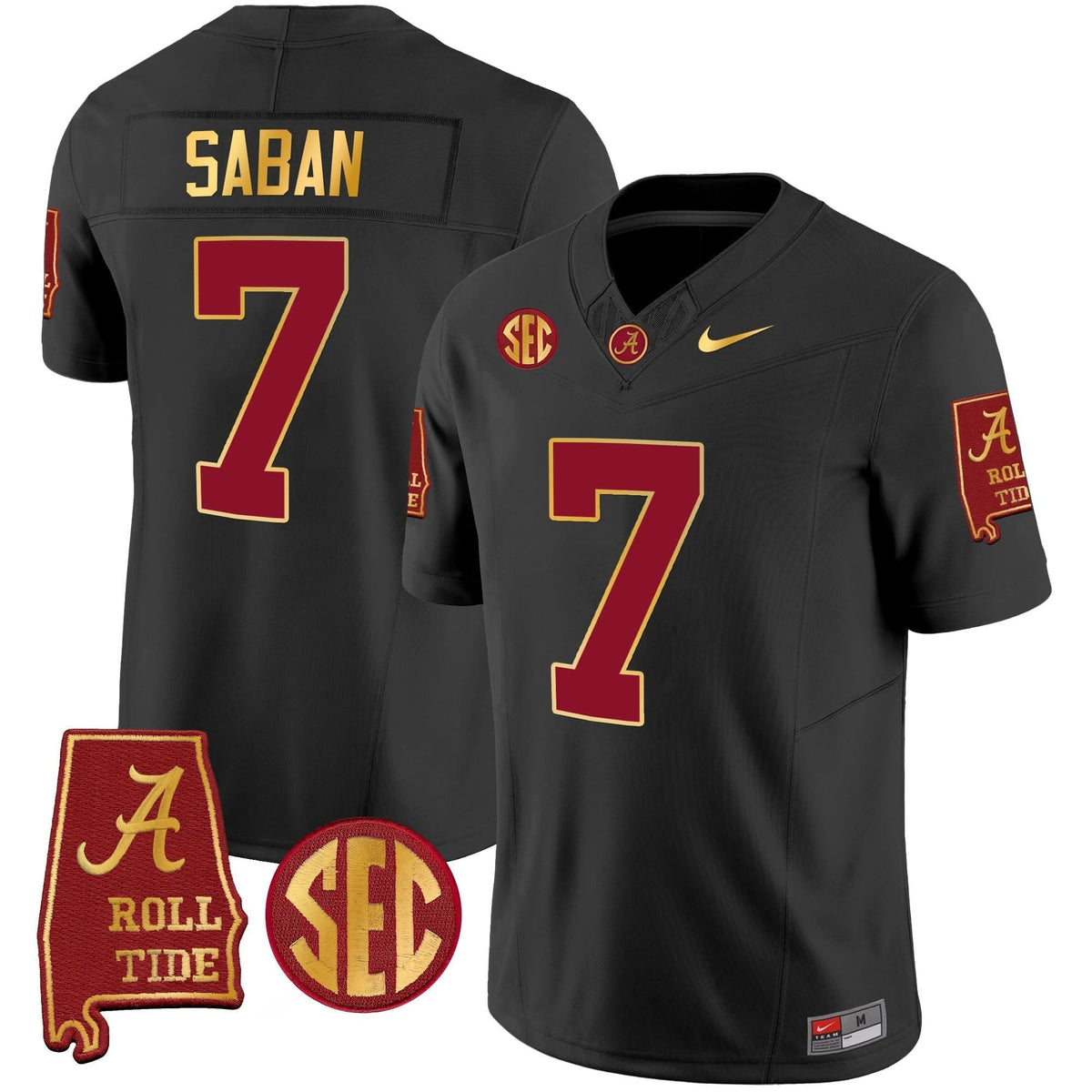 Nick Saban ACT #7 Champions Gold Trim Vapor Jersey