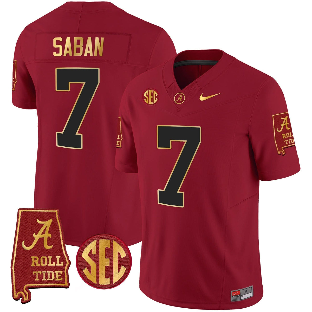 Nick Saban ACT #7 Champions Gold Trim Vapor Jersey