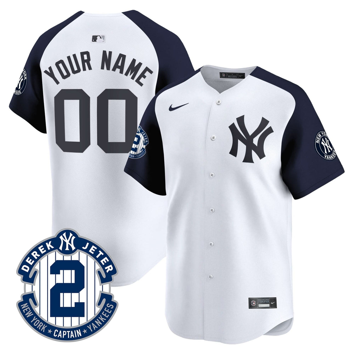 NYY Derek Jeter Patch Vapor Premier Limited Custom Jersey - Stitched