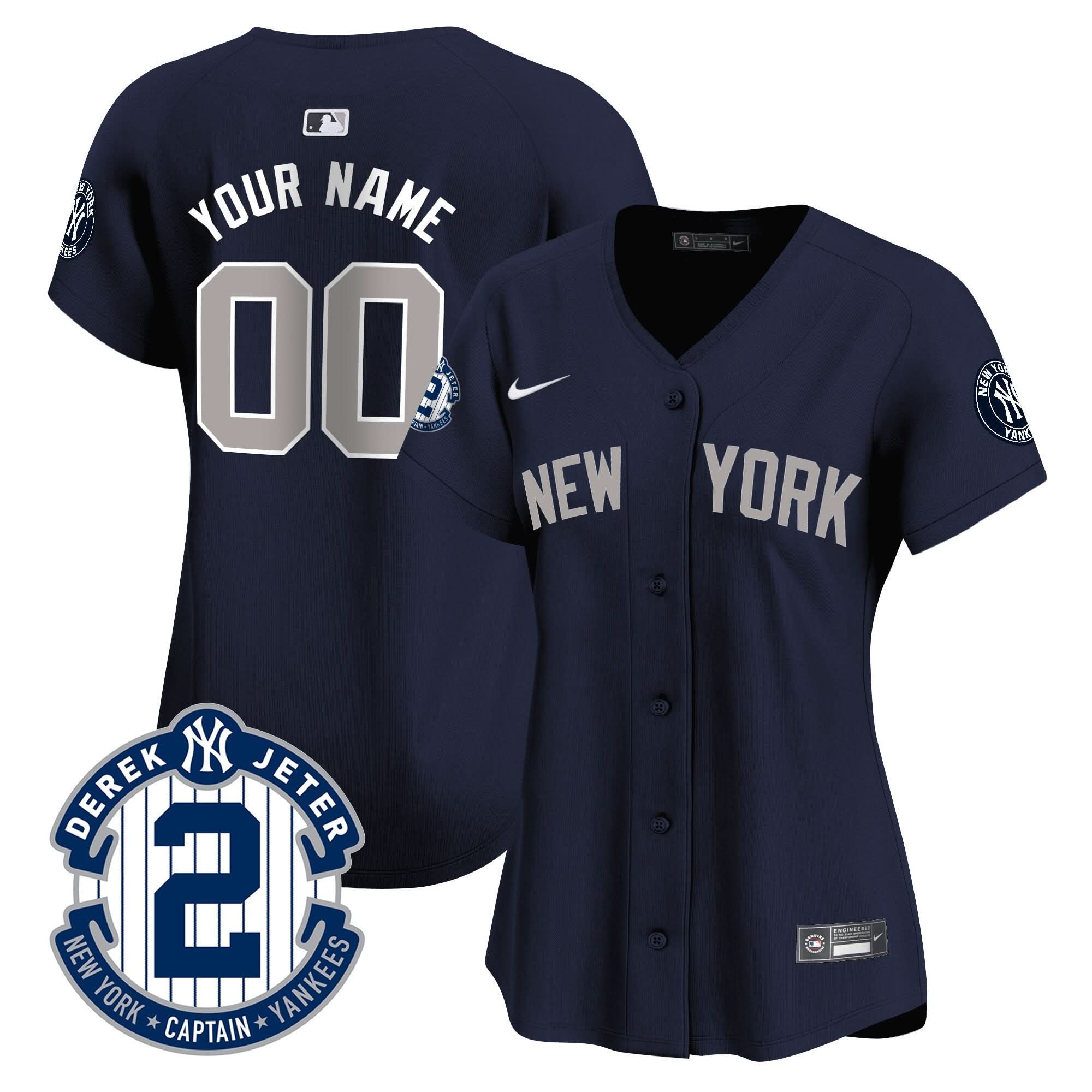 NYY Derek Jeter Patch Vapor Premier Limited Custom Jersey - Stitched