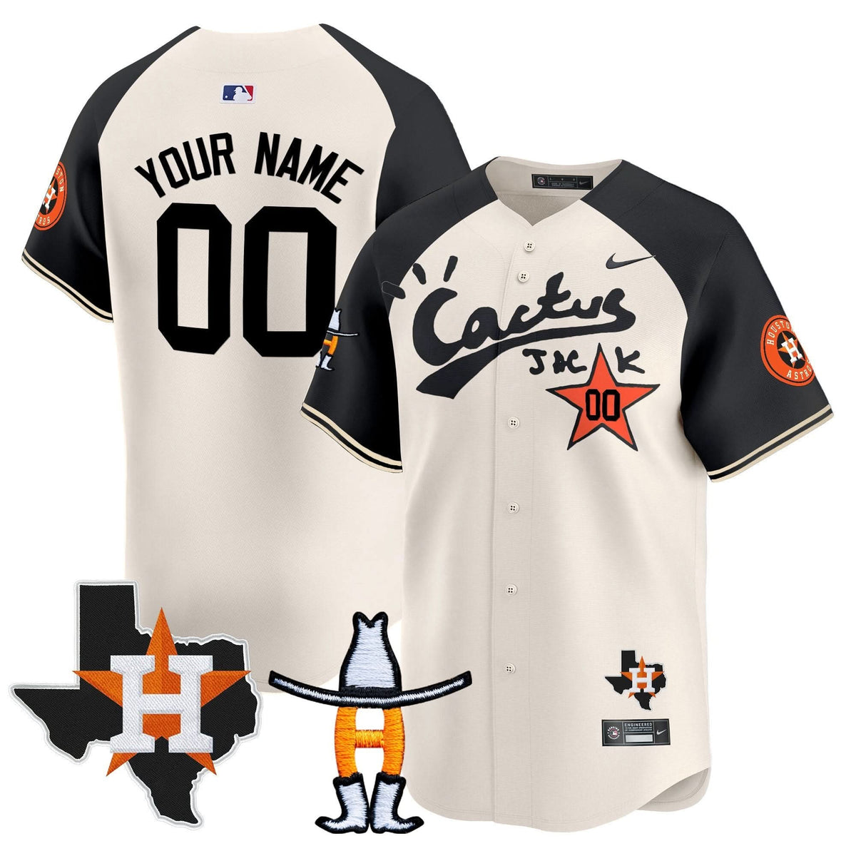 HA Cactus Jack Houston Rodeo Patch Vapor Premier Limited Custom Jersey - Stitched