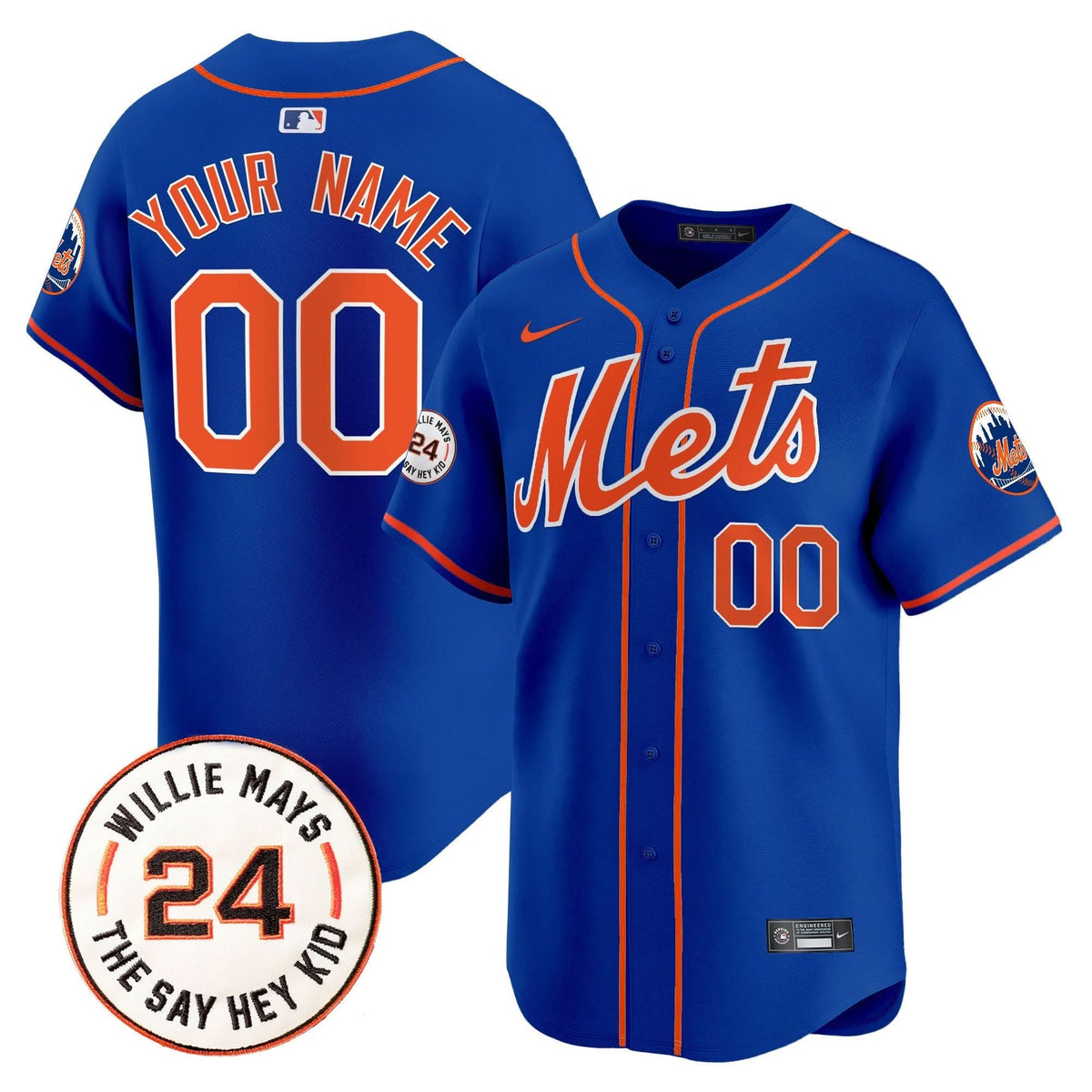 NYM Willie Mays Patch Vapor Premier Limited Custom Jersey - Stitched