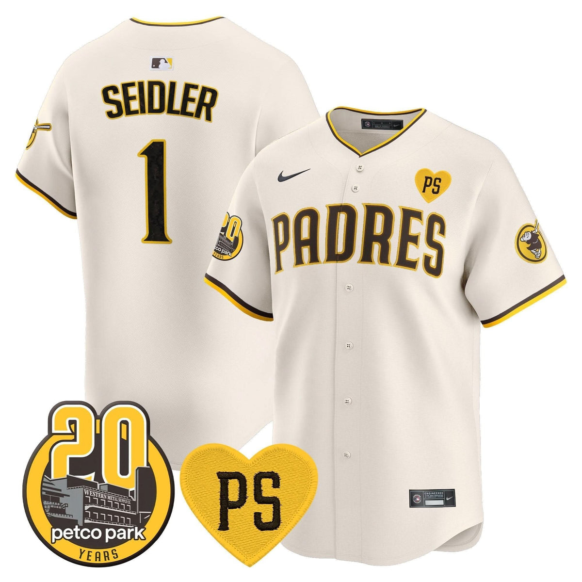 SDP “For Peter” & Petco Park 20th Patch Vapor Premier Limited Jersey V2 – Stitched