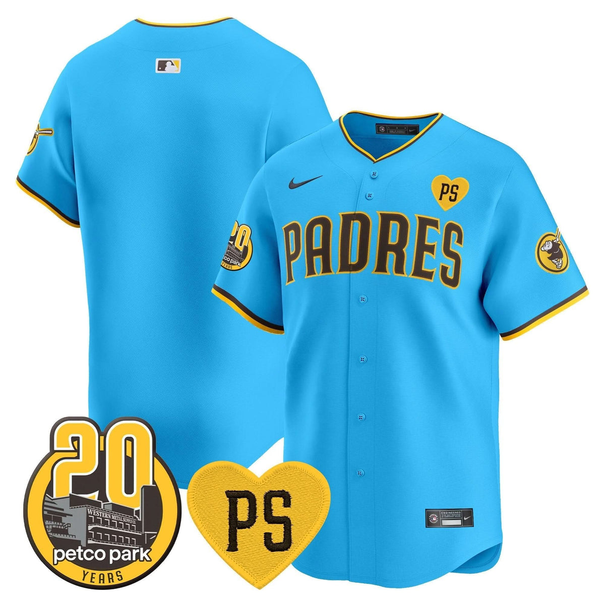 SDP “For Peter” & Petco Park 20th Patch Vapor Premier Limited Jersey V2 – Stitched