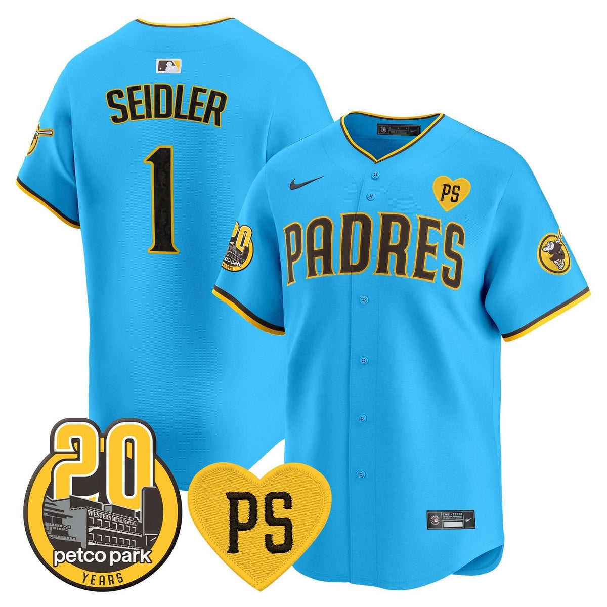 SDP “For Peter” & Petco Park 20th Patch Vapor Premier Limited Jersey V2 – Stitched
