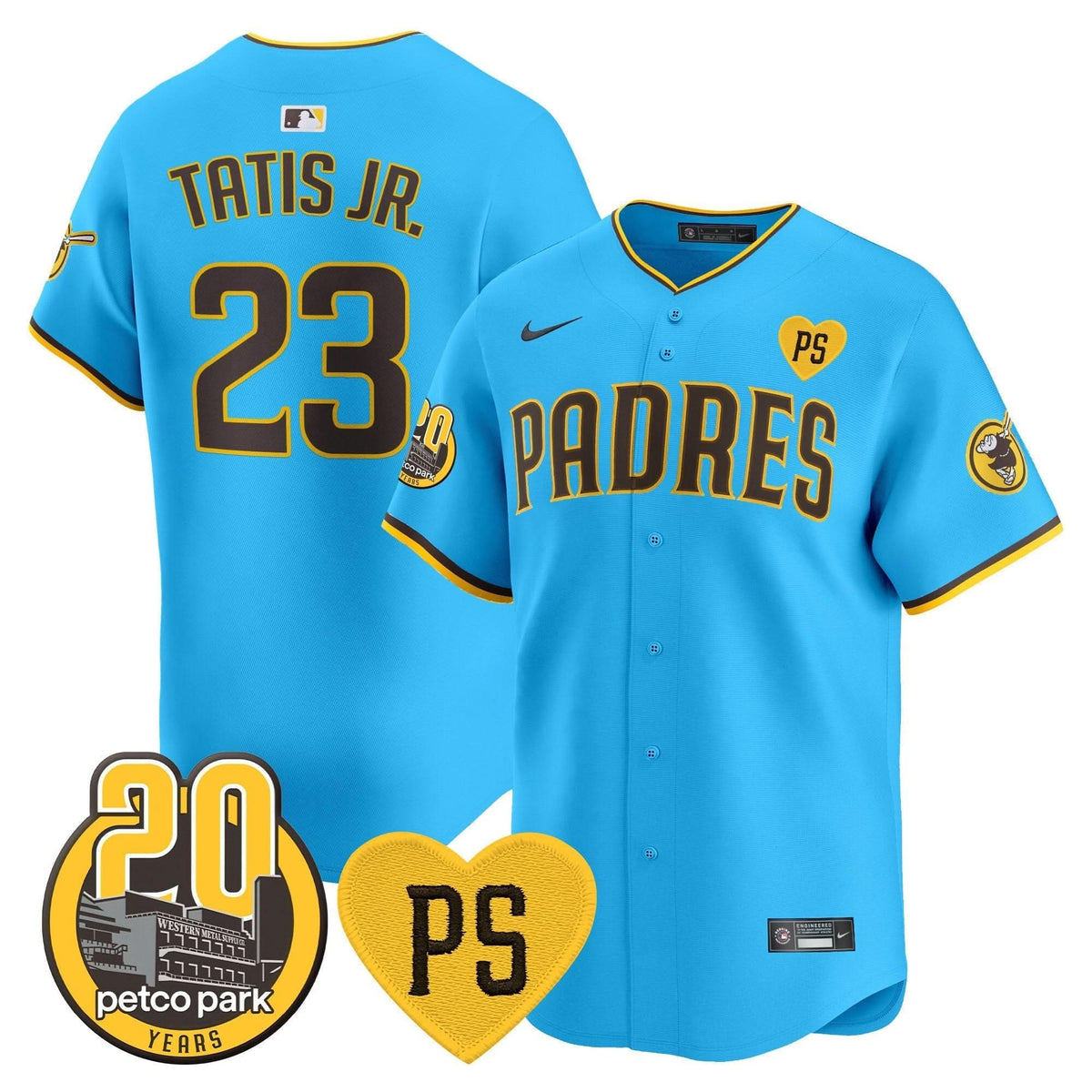 SDP “For Peter” & Petco Park 20th Patch Vapor Premier Limited Jersey V2 – Stitched