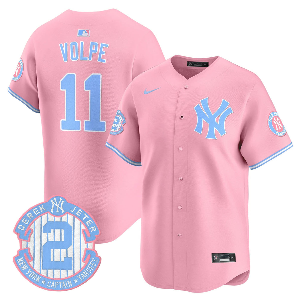 NYY Bubblegum Pink Vapor Premier Limited Jersey - Stitched