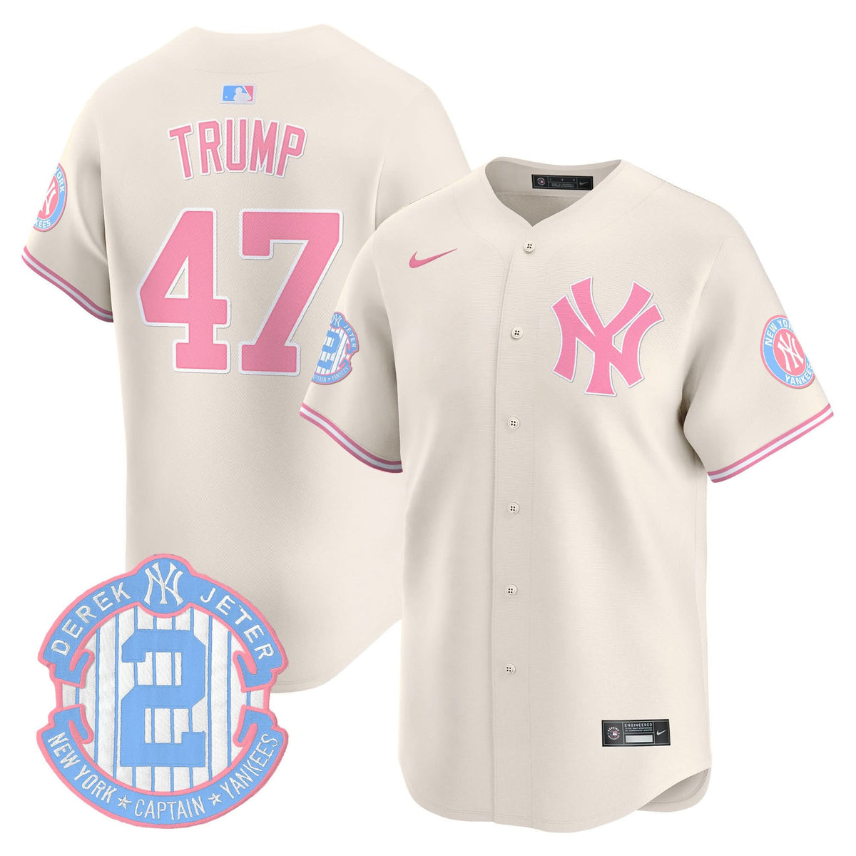 NYY Bubblegum Pink Vapor Premier Limited Jersey - Stitched