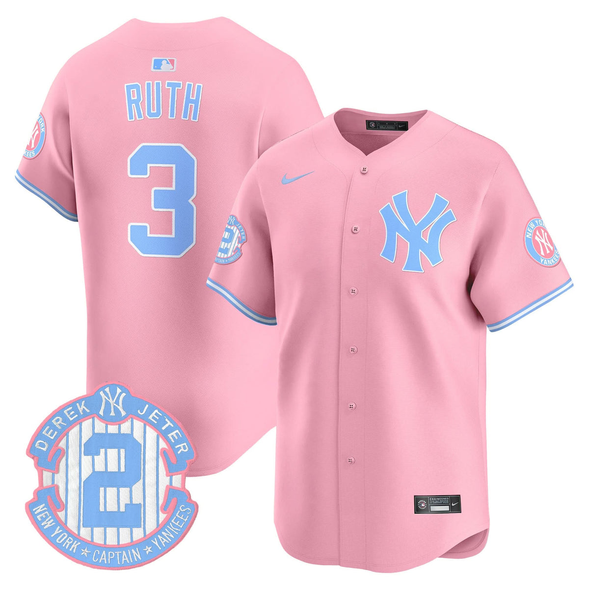 NYY Bubblegum Pink Vapor Premier Limited Jersey - Stitched