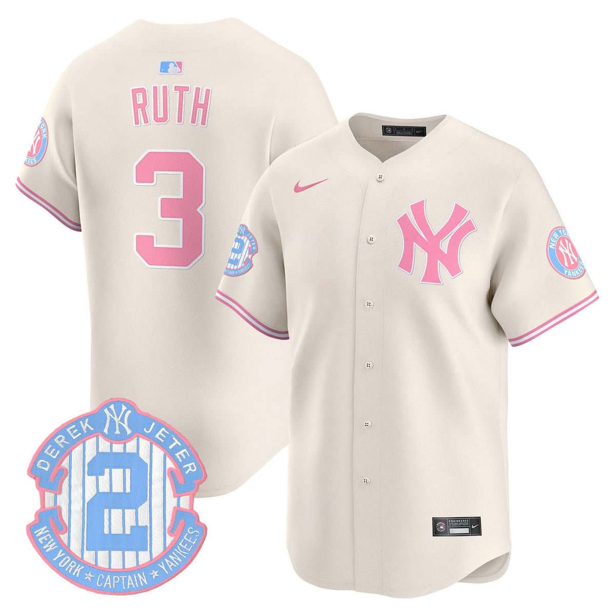 NYY Bubblegum Pink Vapor Premier Limited Jersey - Stitched
