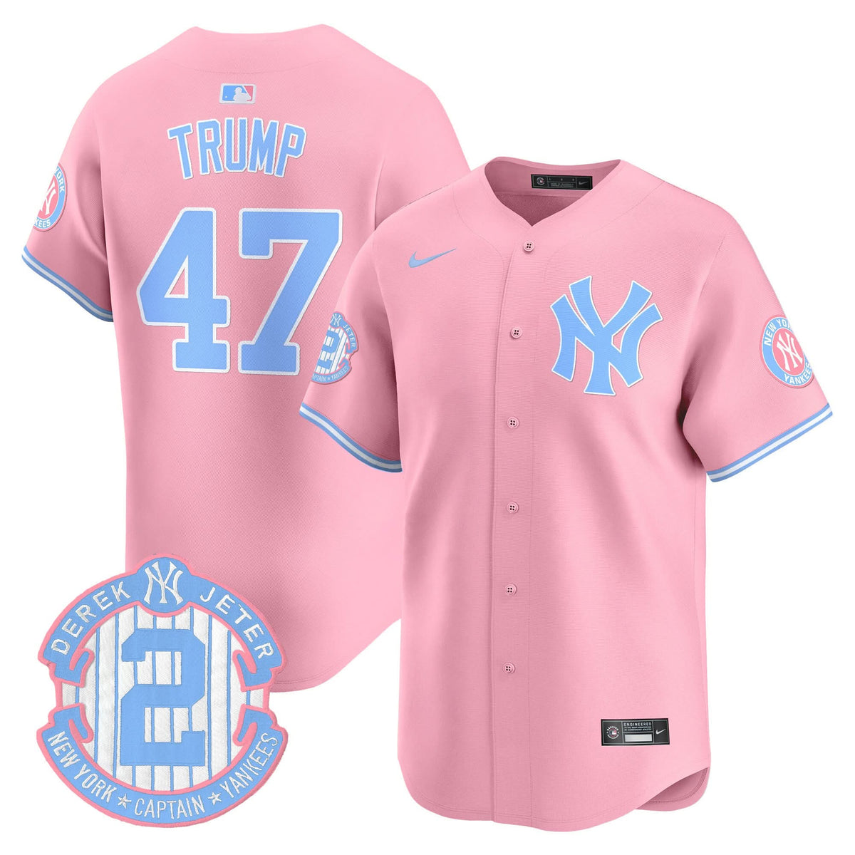 NYY Bubblegum Pink Vapor Premier Limited Jersey - Stitched
