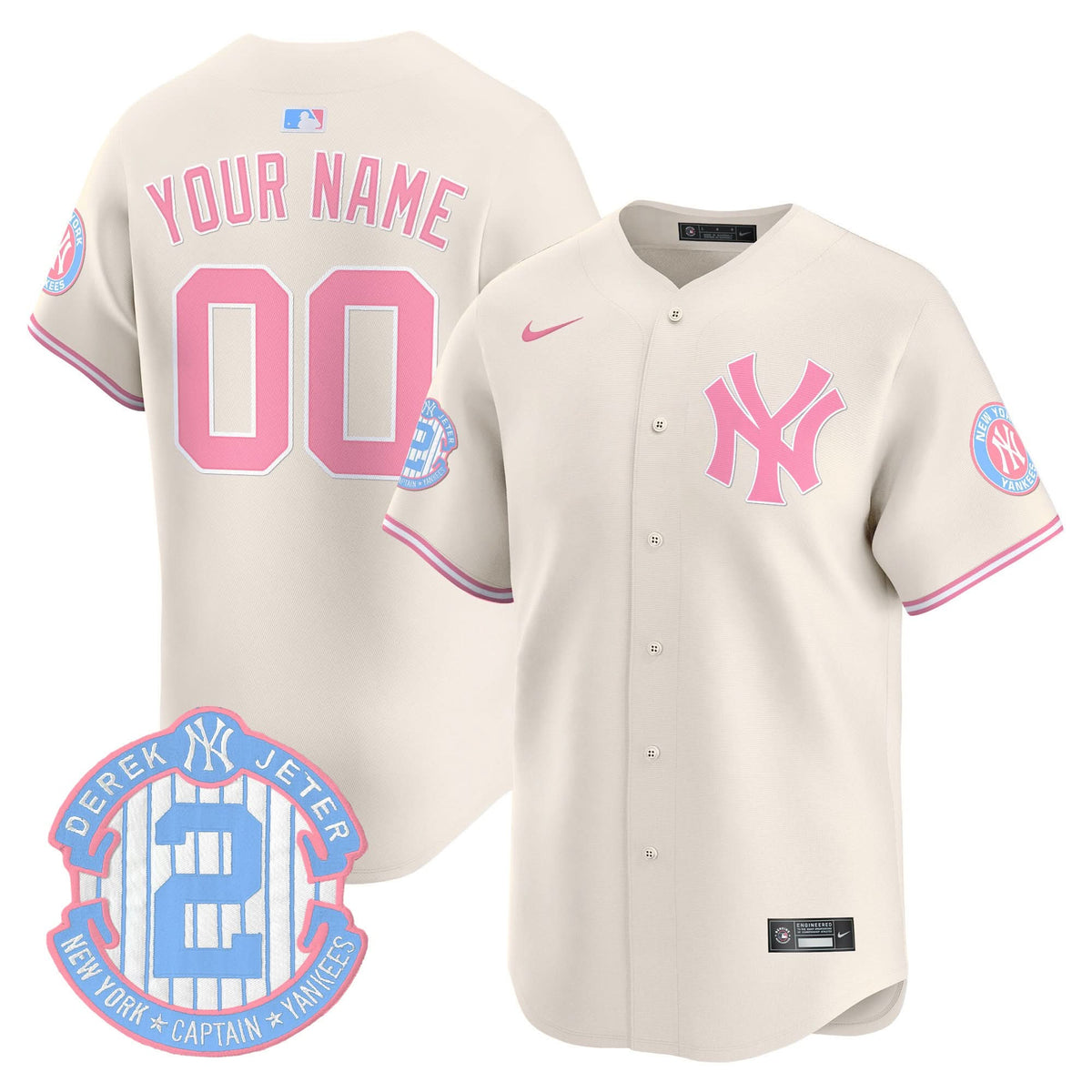 NYY Bubblegum Pink Vapor Premier Limited Custom Jersey - Stitched