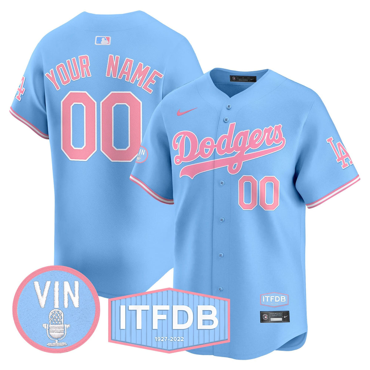 LAD Vin ITFDB Patch Bubblegum Pink Vapor Premier Limited Custom Jersey - Stitched