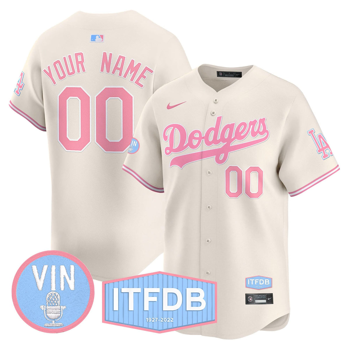 LAD Vin ITFDB Patch Bubblegum Pink Vapor Premier Limited Custom Jersey - Stitched