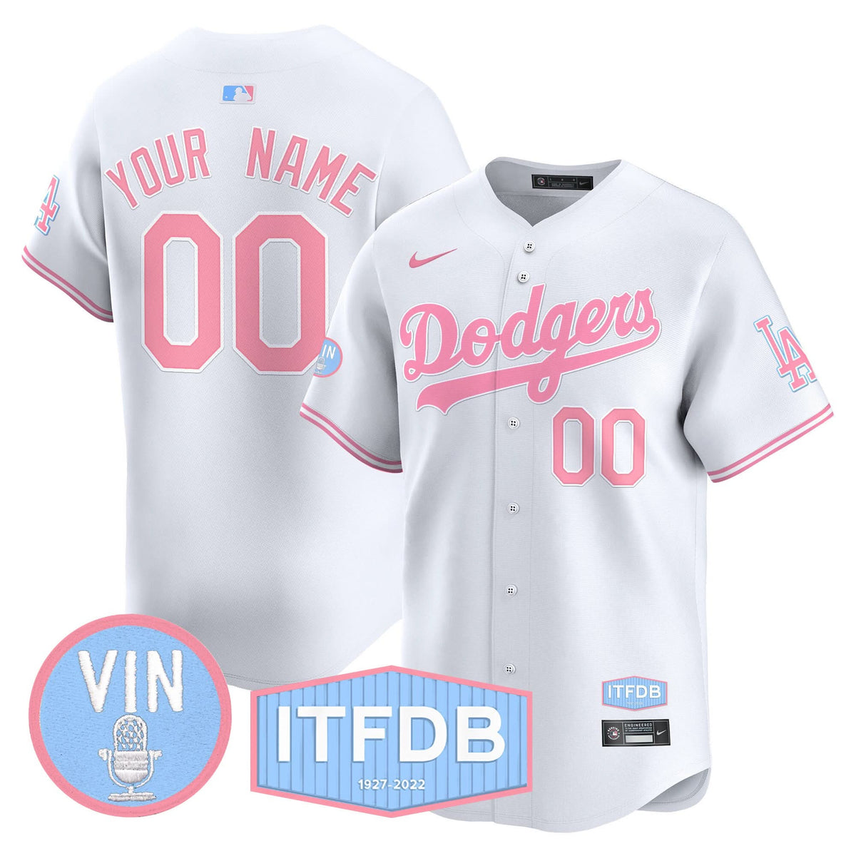 LAD Vin ITFDB Patch Bubblegum Pink Vapor Premier Limited Custom Jersey - Stitched
