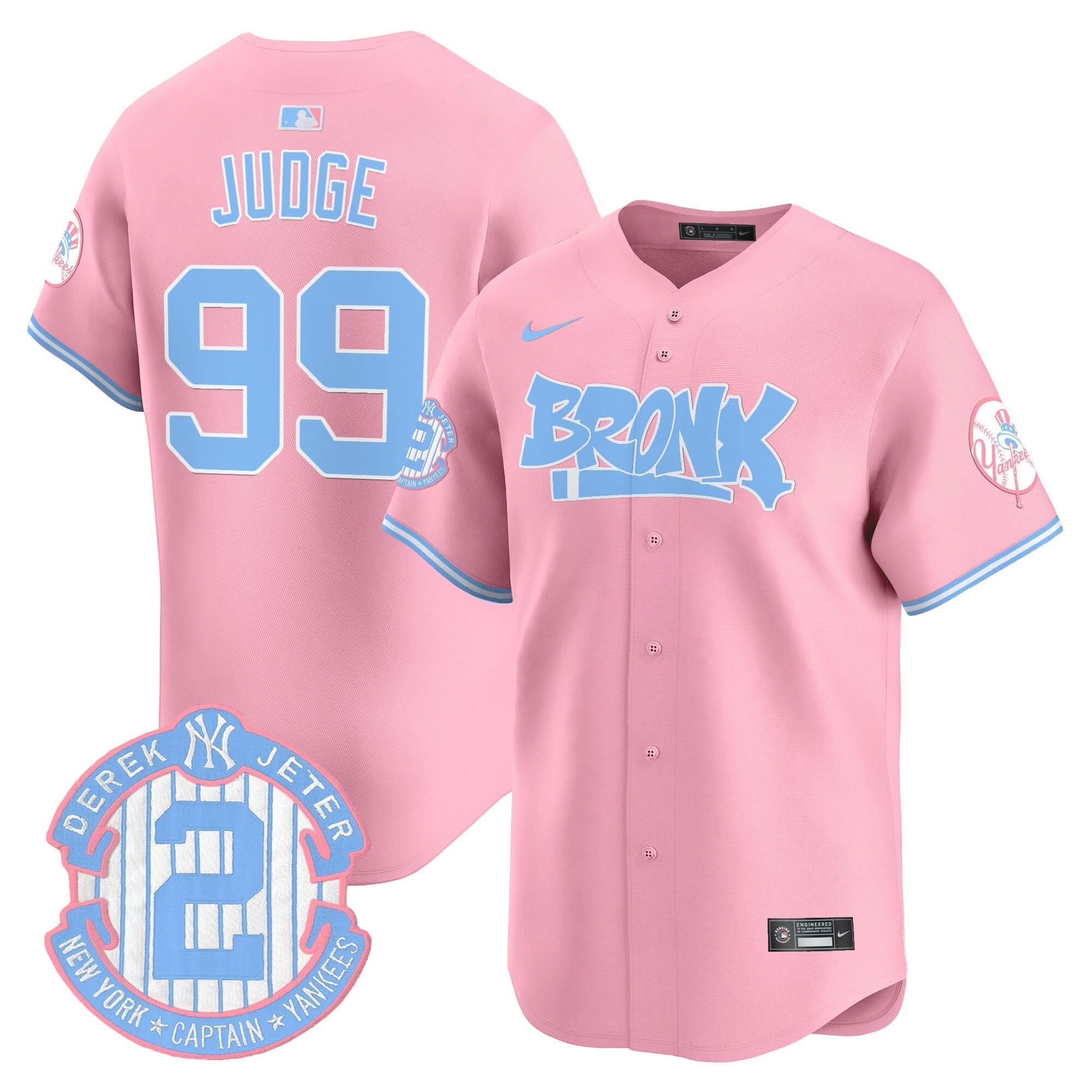 Unisex NYY The Bronx Graffiti Bubblegum Pink Vapor Premier Limited Jersey - Stitched