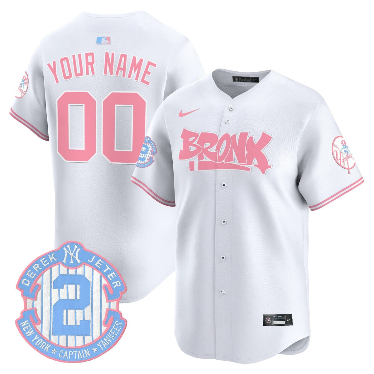 NYY The Bronx Graffiti Bubblegum Pink Vapor Premier Limited Custom Jersey - Stitched