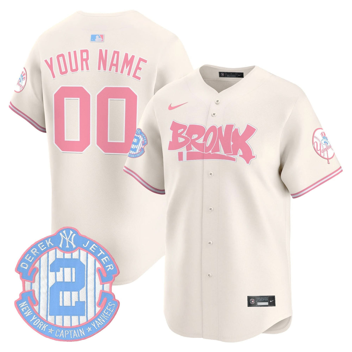 NYY The Bronx Graffiti Bubblegum Pink Vapor Premier Limited Custom Jersey - Stitched