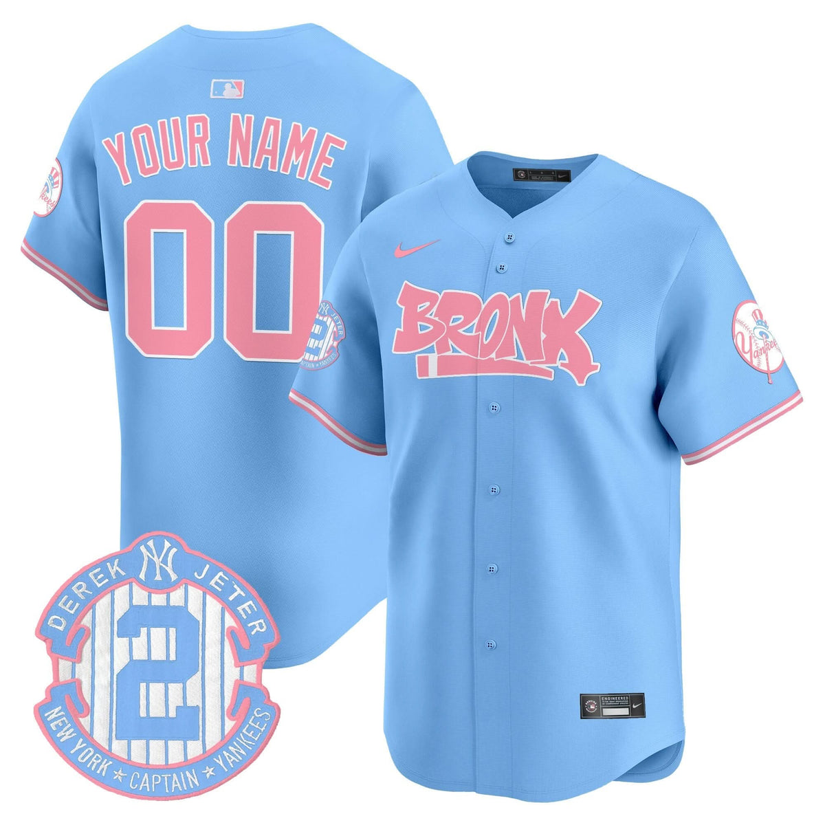 NYY The Bronx Graffiti Bubblegum Pink Vapor Premier Limited Custom Jersey - Stitched