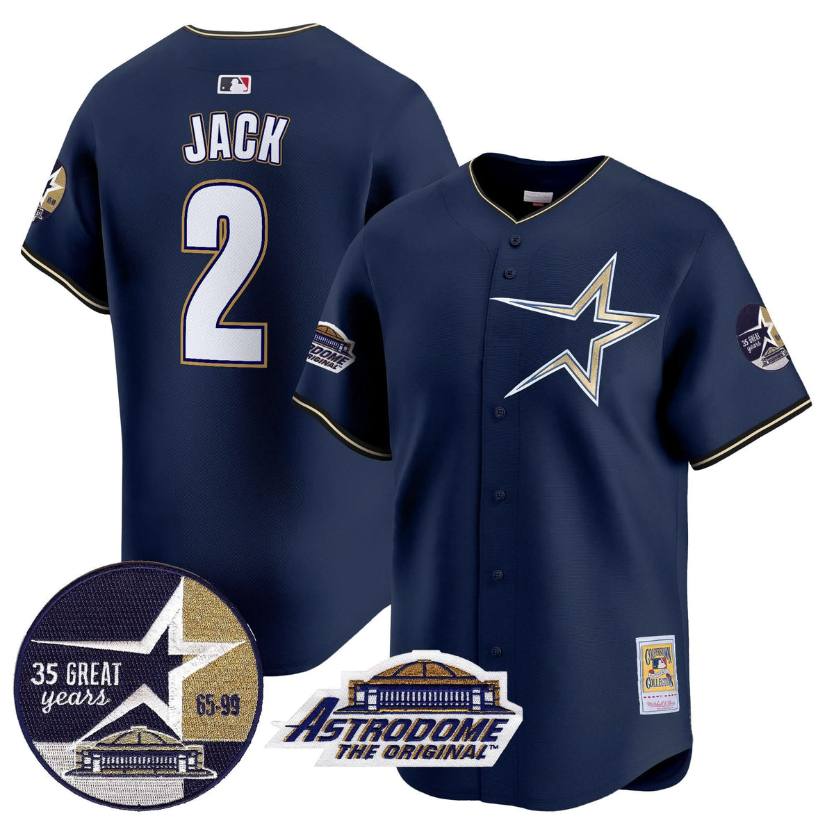 HA 1999 Throwback 35th & Astrodome Patch Vapor Premier Limited Jersey - Stitched