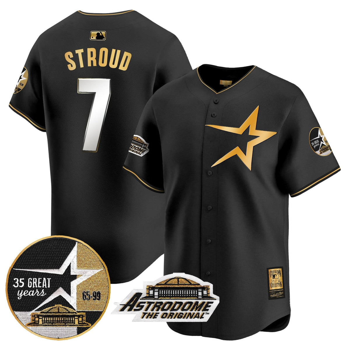 HA 1999 Throwback 35th & Astrodome Patch Vapor Premier Limited Jersey - Stitched