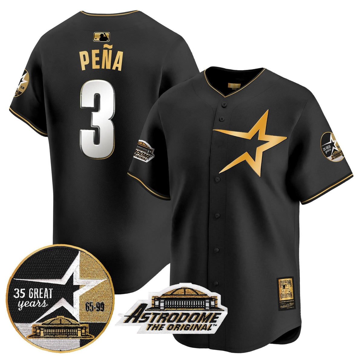 HA 1999 Throwback 35th & Astrodome Patch Vapor Premier Limited Jersey - Stitched
