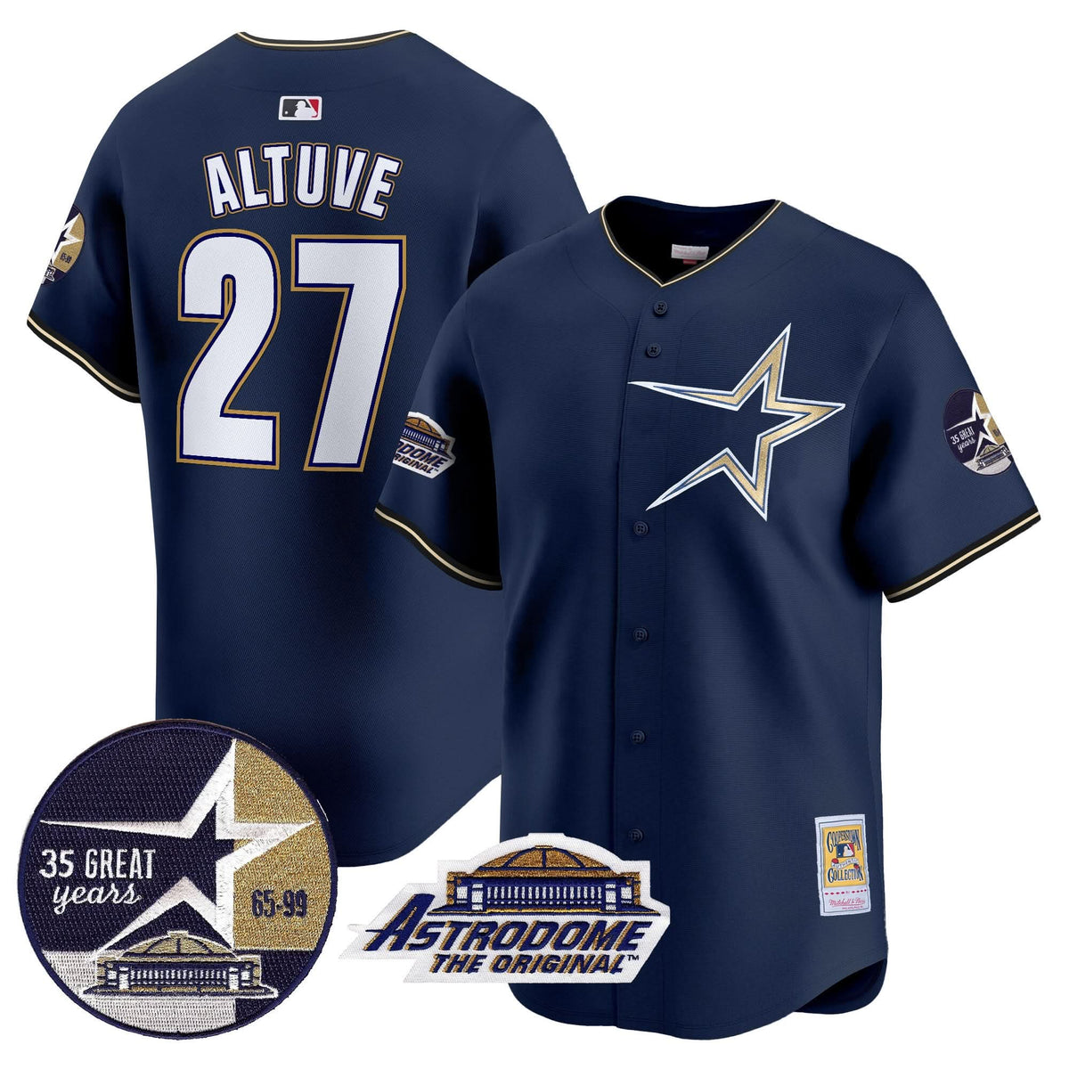 HA 1999 Throwback 35th & Astrodome Patch Vapor Premier Limited Jersey - Stitched