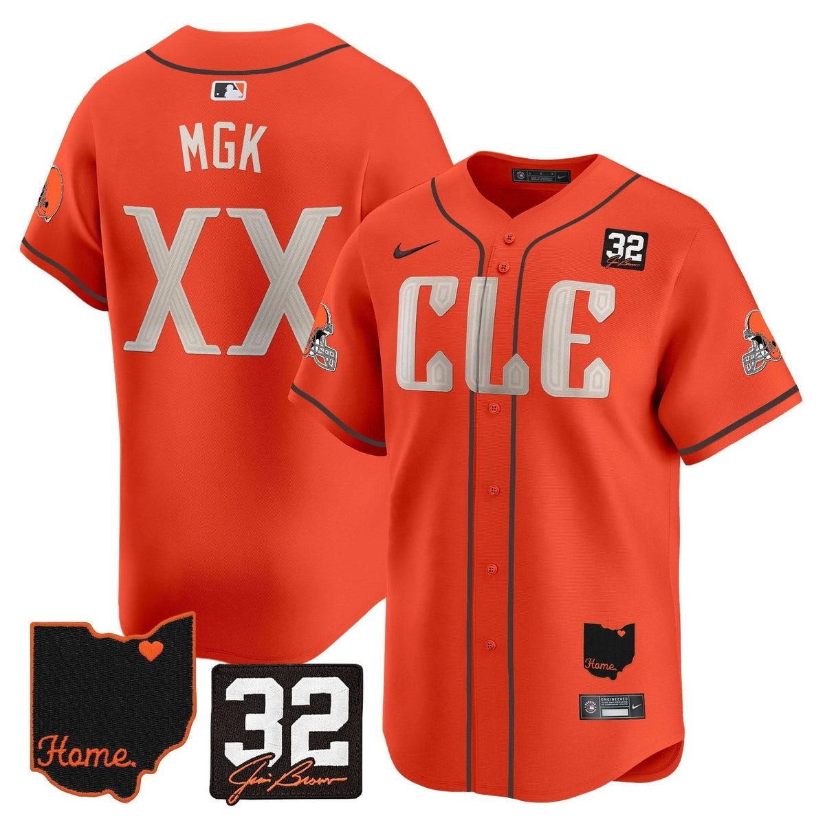 CLE #32 Jim Brown Memorial & Home Patch Vapor Premier Limited Jersey - Stitched