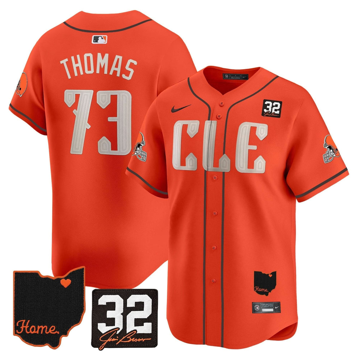 CLE #32 Jim Brown Memorial & Home Patch Vapor Premier Limited Jersey - Stitched