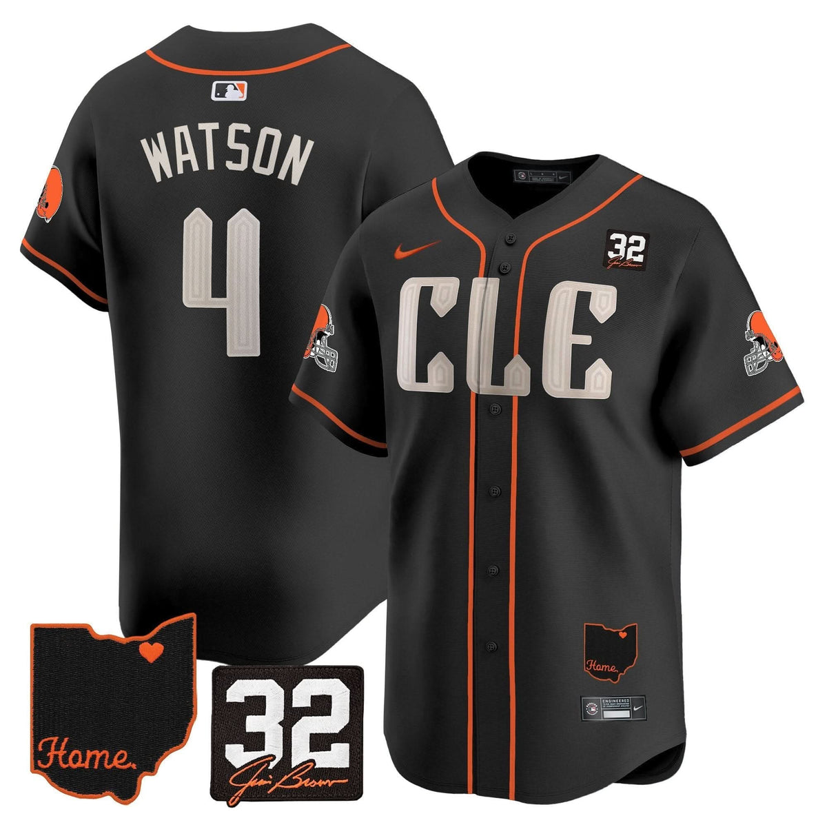 CLE #32 Jim Brown Memorial & Home Patch Vapor Premier Limited Jersey - Stitched