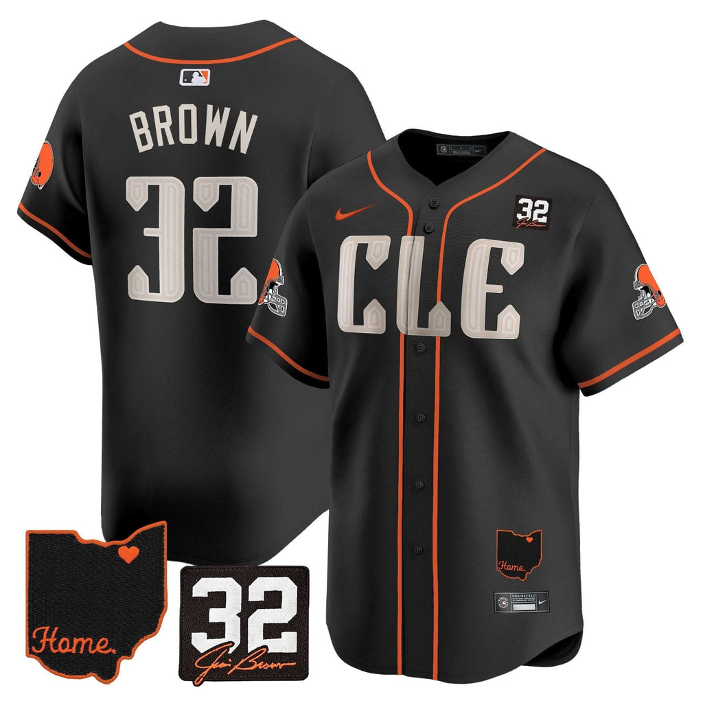 CLE #32 Jim Brown Memorial & Home Patch Vapor Premier Limited Jersey - Stitched