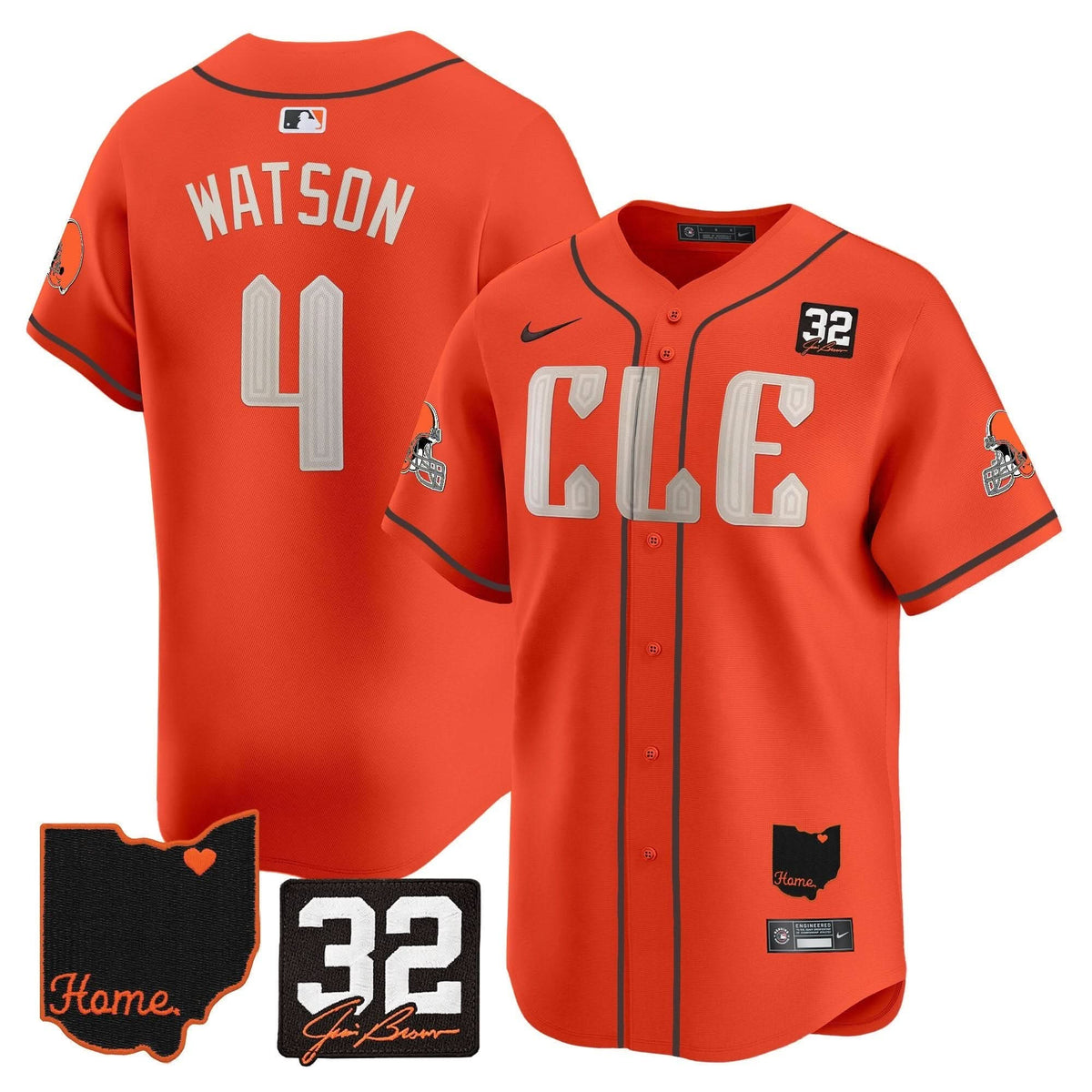 CLE #32 Jim Brown Memorial & Home Patch Vapor Premier Limited Jersey - Stitched