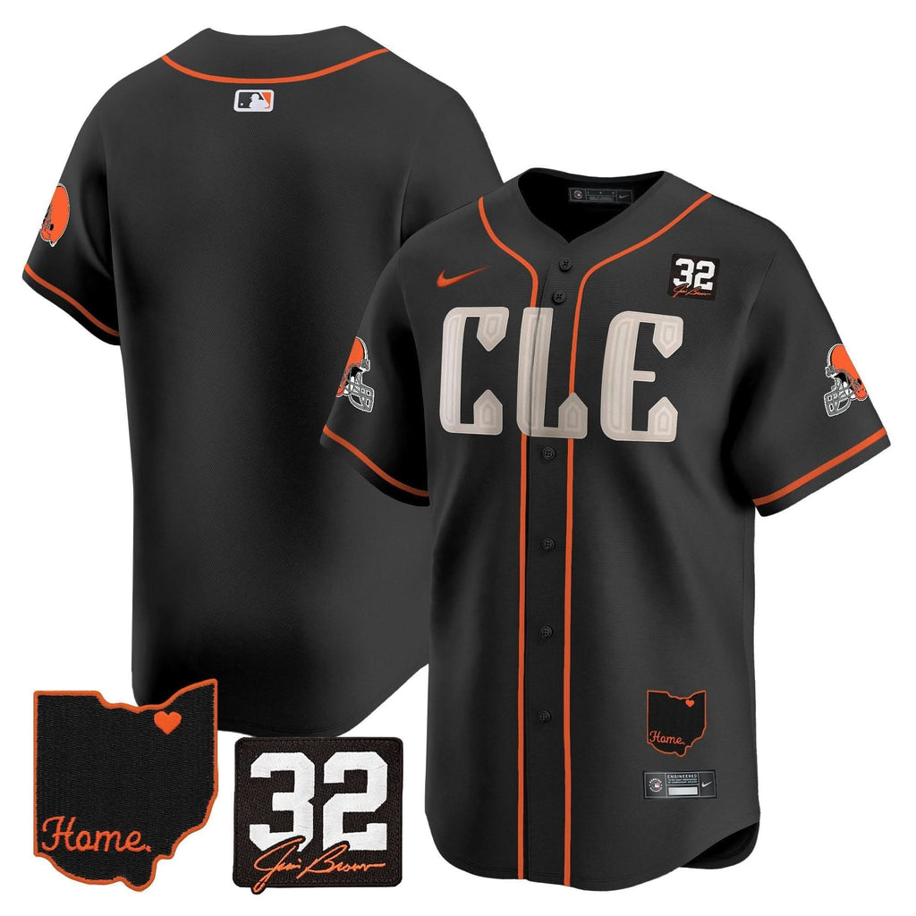 CLE #32 Jim Brown Memorial & Home Patch Vapor Premier Limited Jersey - Stitched