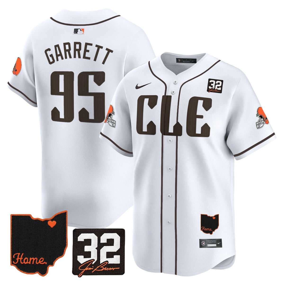 CLE #32 Jim Brown Memorial & Home Patch Vapor Premier Limited Jersey - Stitched