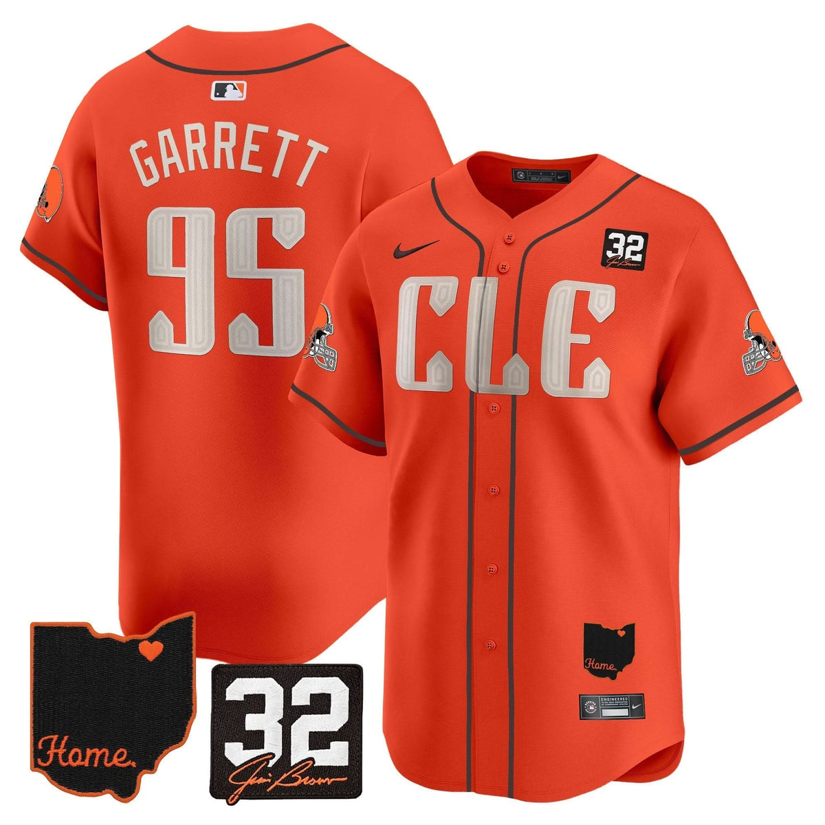 CLE #32 Jim Brown Memorial & Home Patch Vapor Premier Limited Jersey - Stitched