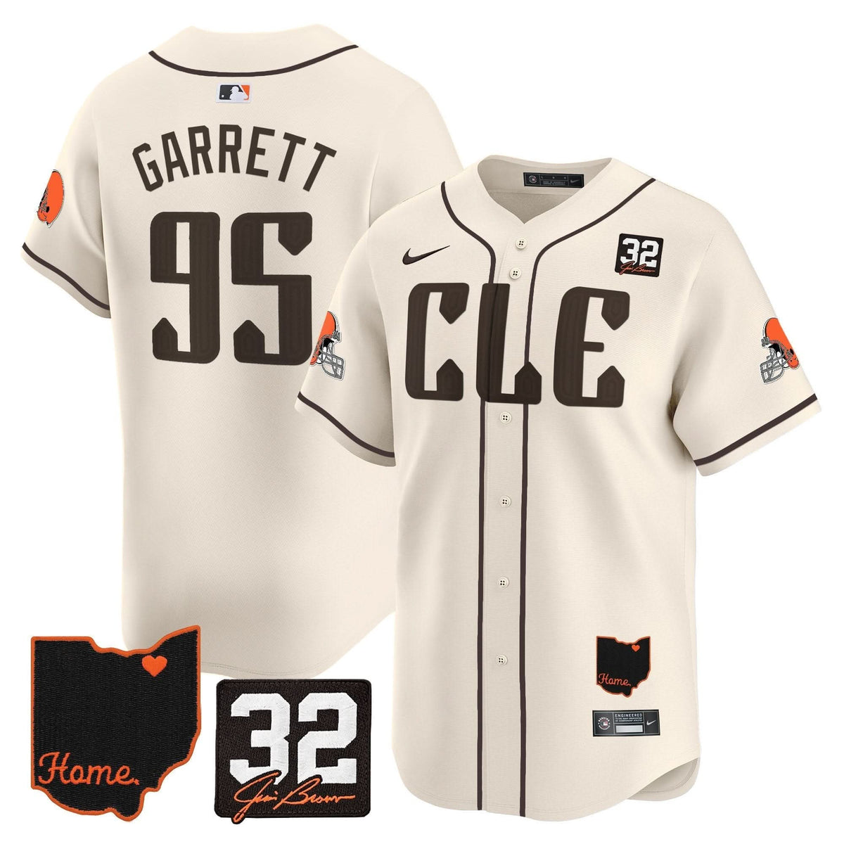 CLE #32 Jim Brown Memorial & Home Patch Vapor Premier Limited Jersey - Stitched