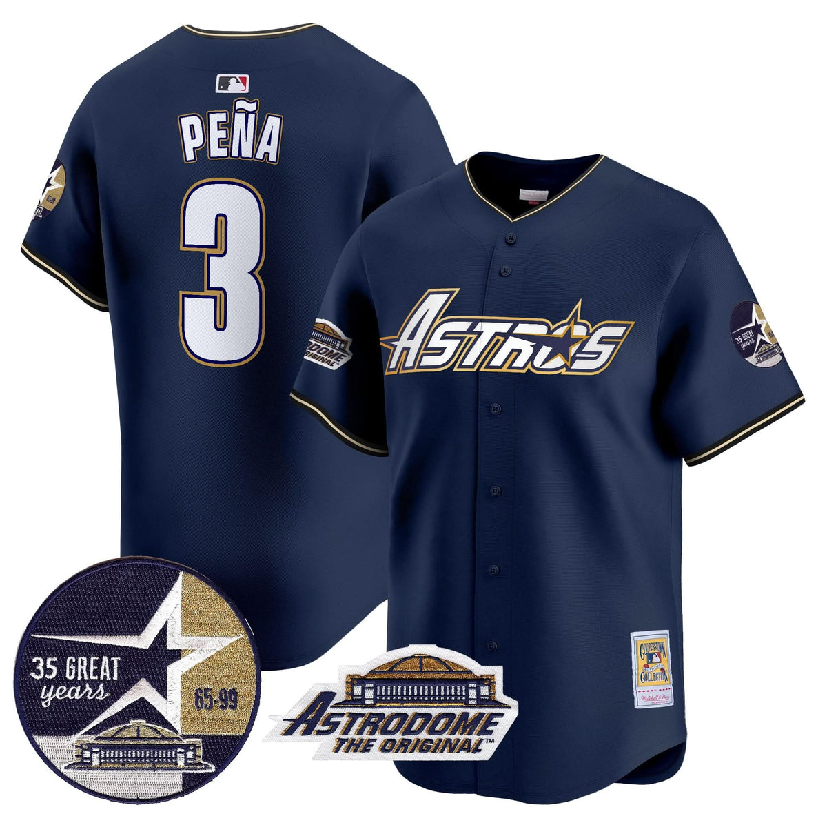 HA 1999 Throwback 35th & Astrodome Patch Vapor Premier Limited Jersey V3 - Stitched