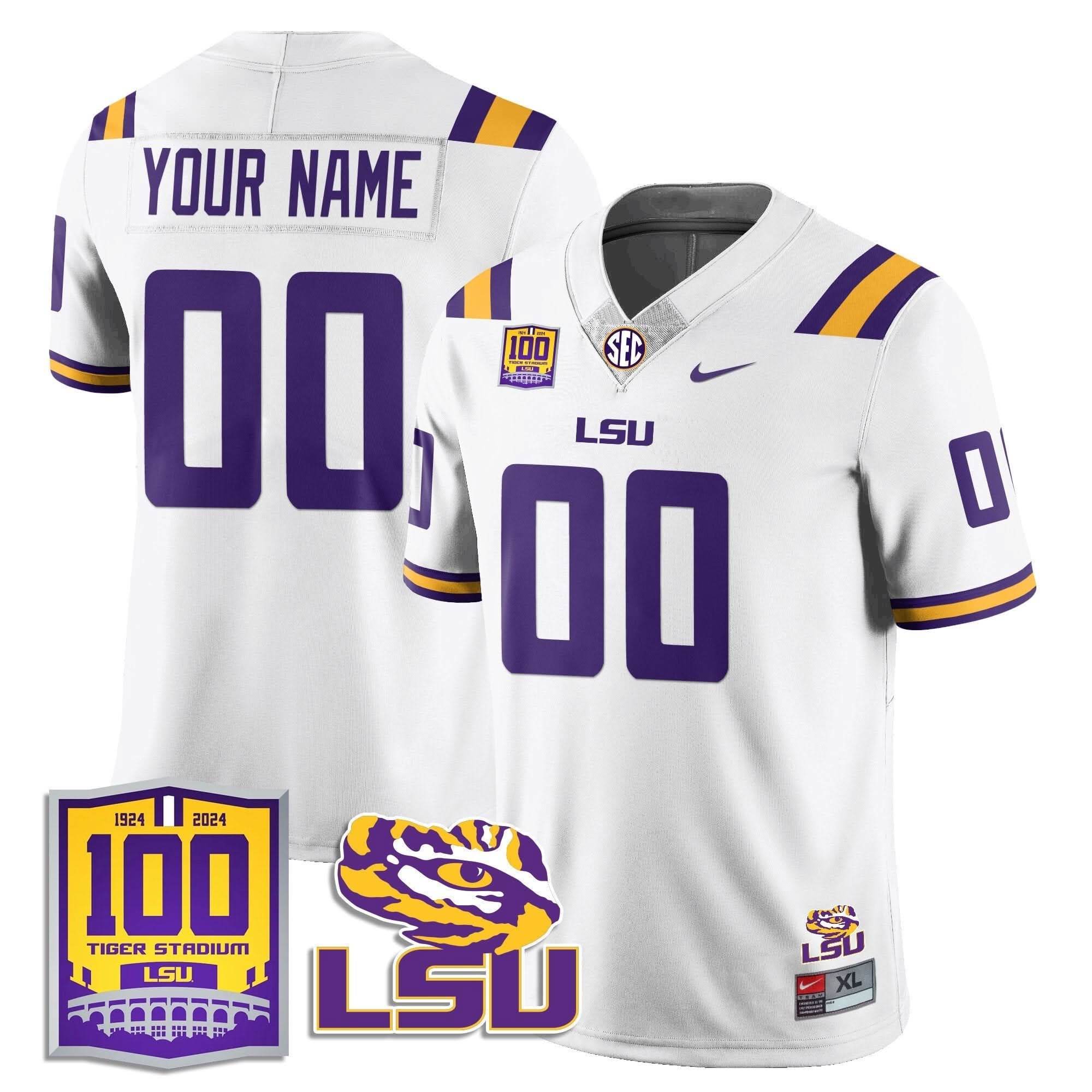 Custom LSU Football 2024 Vapor Jersey - 100th Tigers Stadium