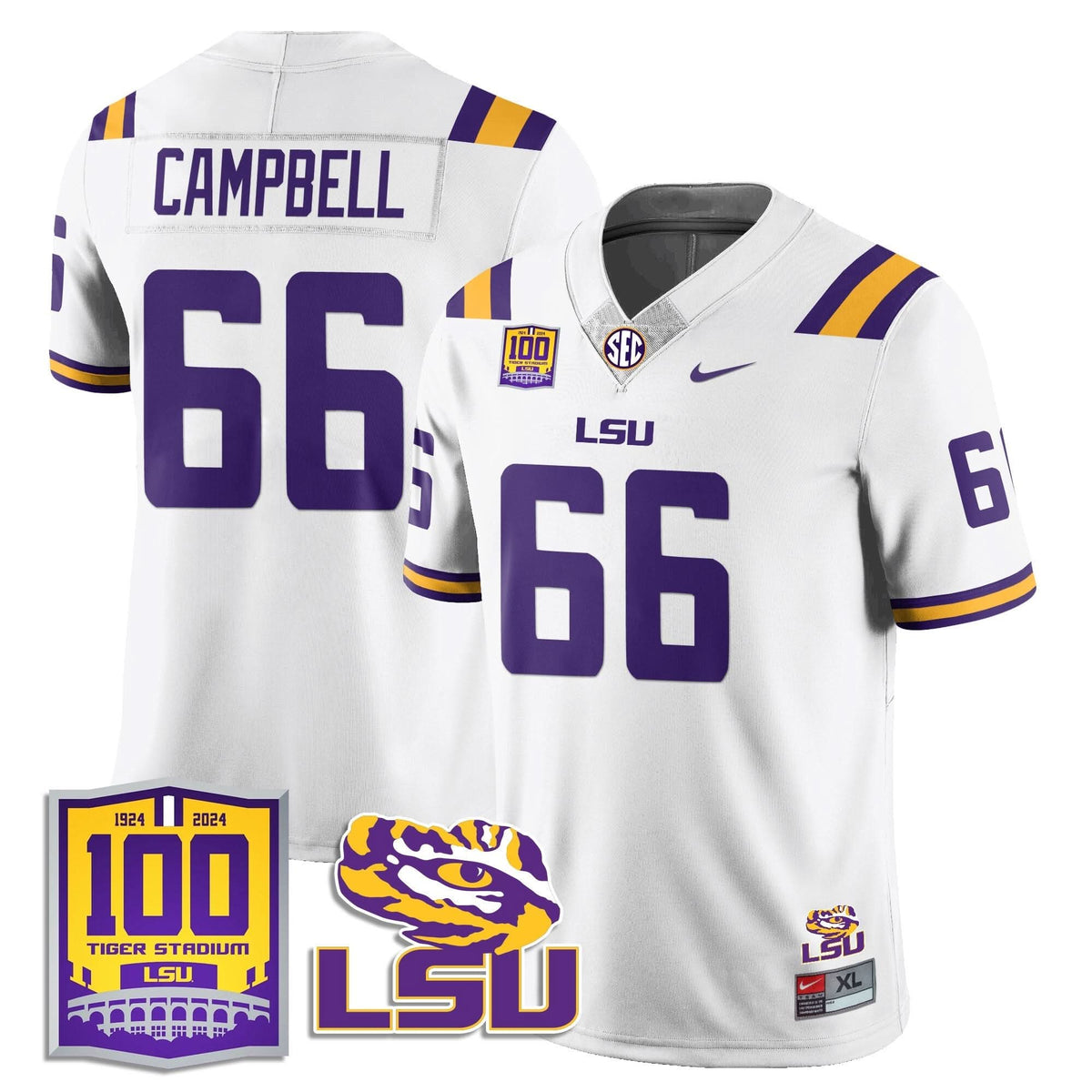 LSU Football 2024 Vapor Jersey - 100th Tigers Stadium