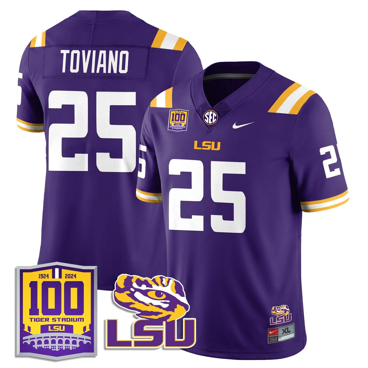 LSU Football 2024 Vapor Jersey - 100th Tigers Stadium