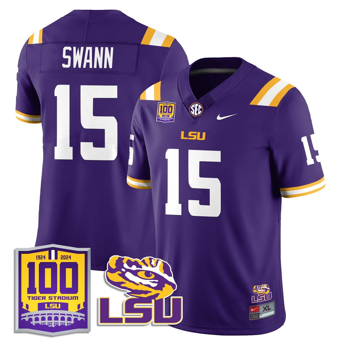 LSU Football 2024 Vapor Jersey - 100th Tigers Stadium