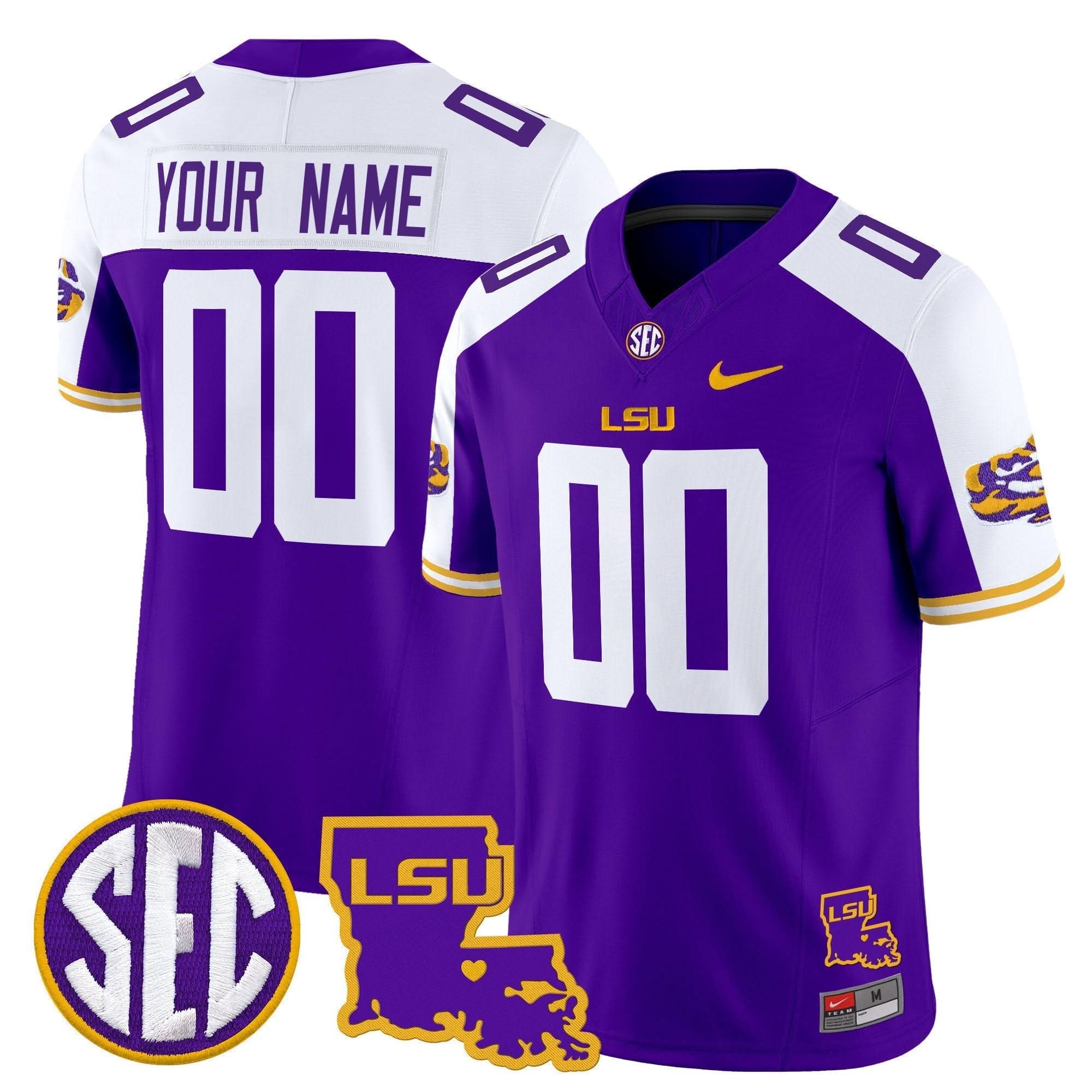 LSU 2024 Louisiana Patch Vapor Limited Custom Jersey